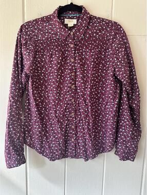 Anthropologie Maeve Floral Calico Button Front Top Purple and Light Blue Size 4